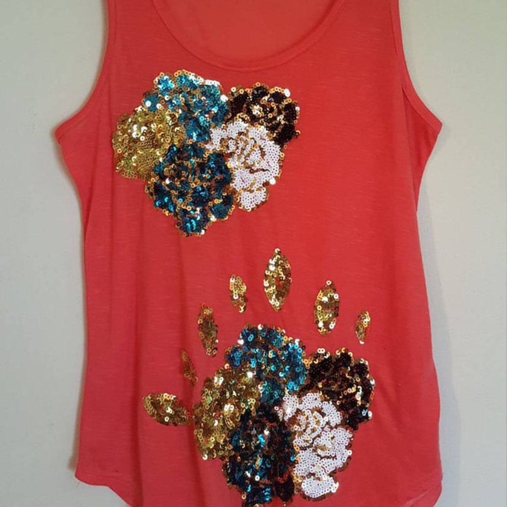 Coral sequined tank